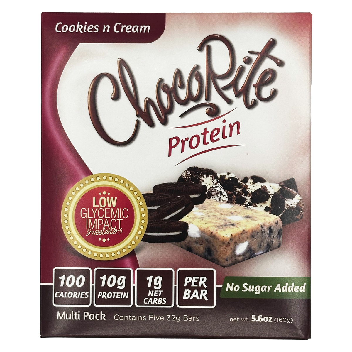 Barres protéinées non enrobées ChocoRite Healthsmart, boîte de 5 barres, Biscuits et Crème