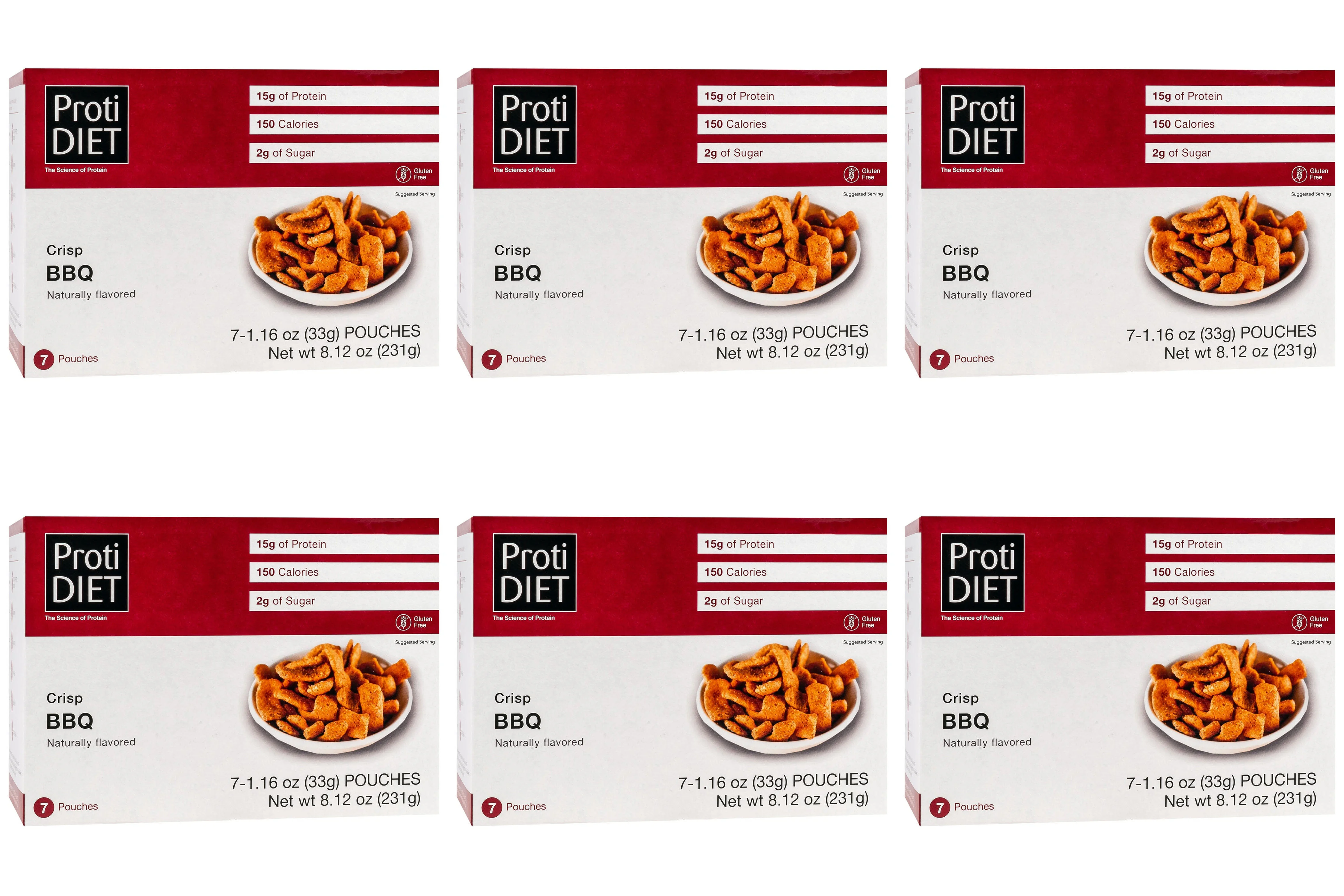 Proti Diet Protein Crisps, BBQ, 7 Pouches
