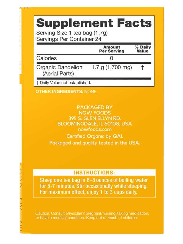 NOW Dandelion Cleansing Herbal Tea 24 bags