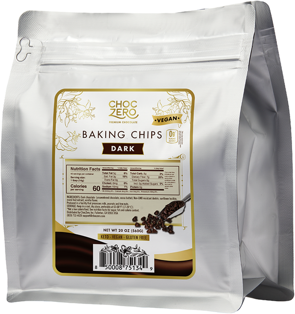 ChocZero Sugar Free Dark Chocolate Baking Chips 20 oz - High-quality Baking Products by ChocZero at BariatricPal Store