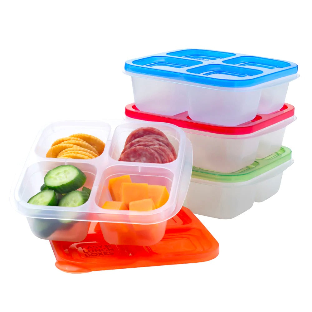 Reusable 4-Compartment Food Containers & Bento Lunch Boxes for School, Work, and Travel by Netrition (Set of 4) - High-quality Lunch Box by Netrition at BariatricPal Store