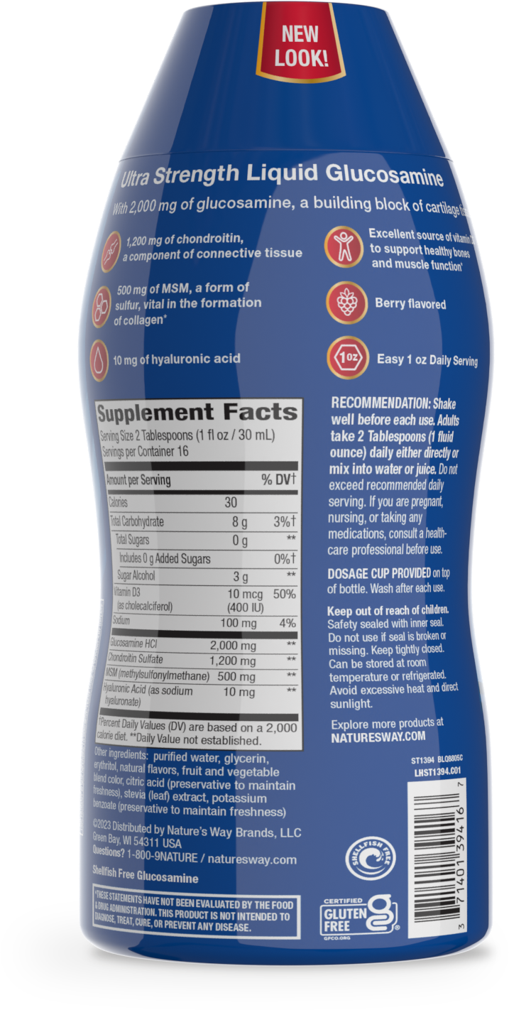 Joint Movement Glucosamine and Chondroitin Liquid by Natures Way - Berry Flavor - High-quality Glucosamine by Wellesse at BariatricPal Store