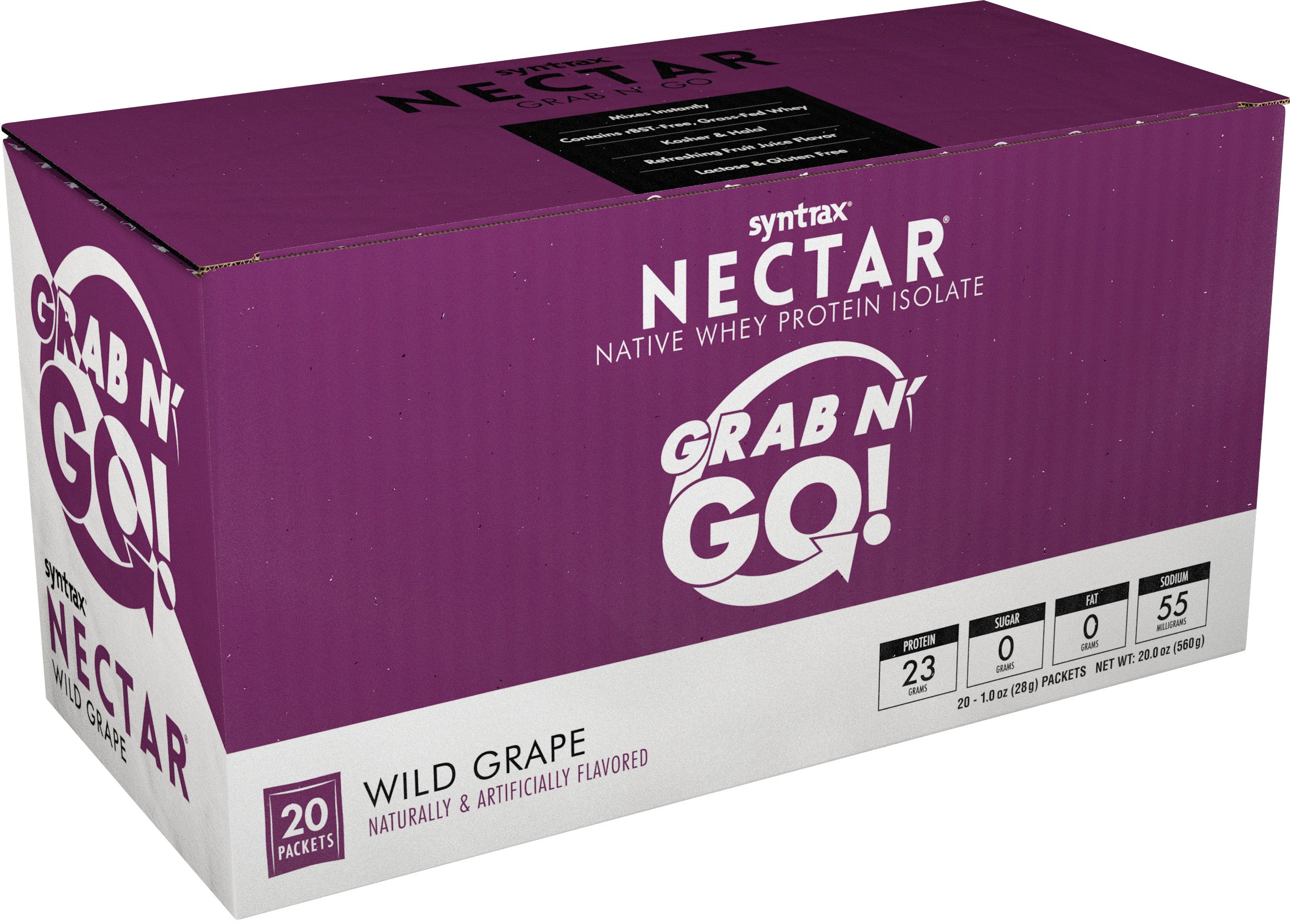 Syntrax Nectar Protein Powder Grab N' Go Box - Wild Grape - High-quality Single Serve Protein Packets by Syntrax at BariatricPal Store