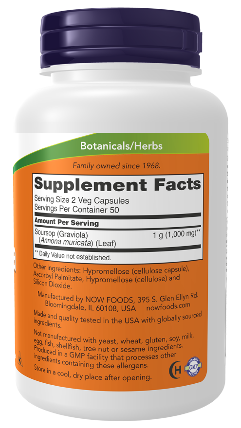 NOW Graviola 500 mg, 100 veg capsules