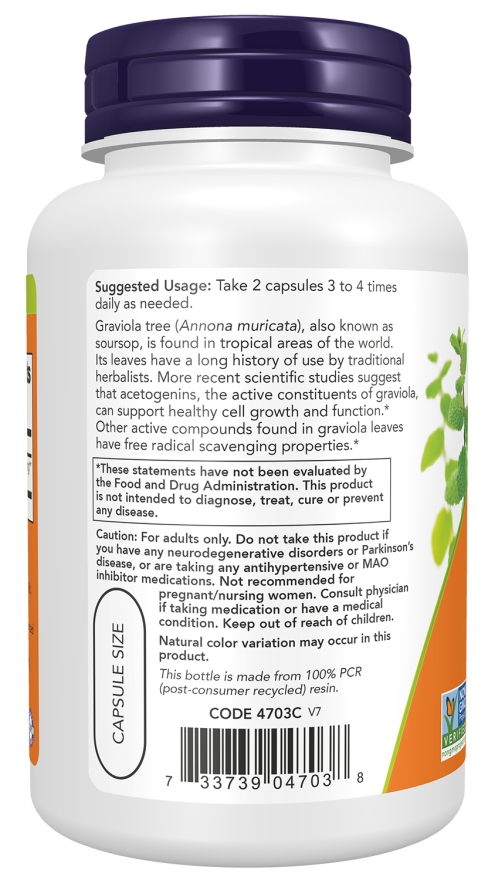 NOW Graviola 500 mg, 100 Veg Capsules
