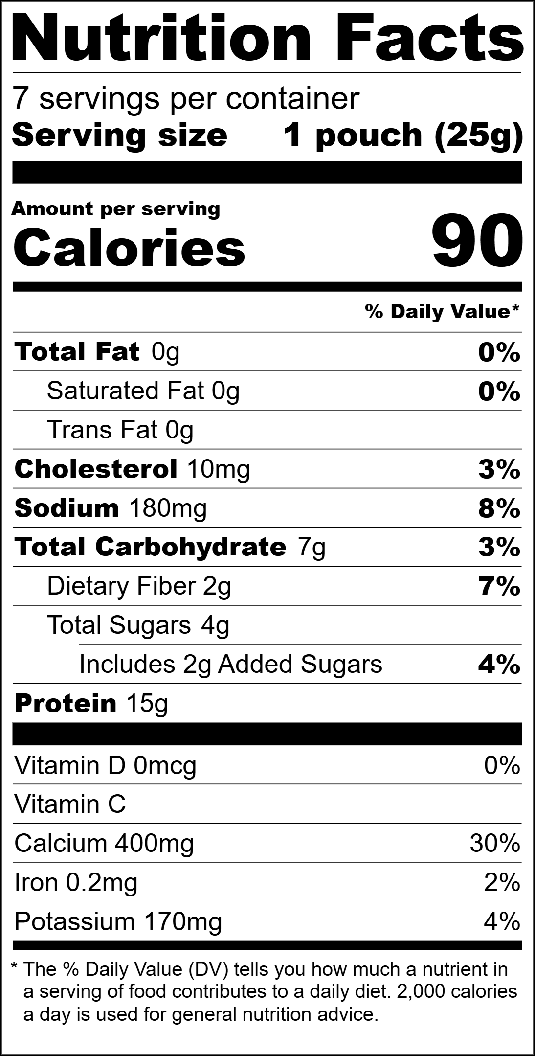 A nutrition facts label displays serving size, calorie count, and nutrient details including fat, cholesterol, sodium, carbohydrates, and protein for a food product, emphasizing health information.