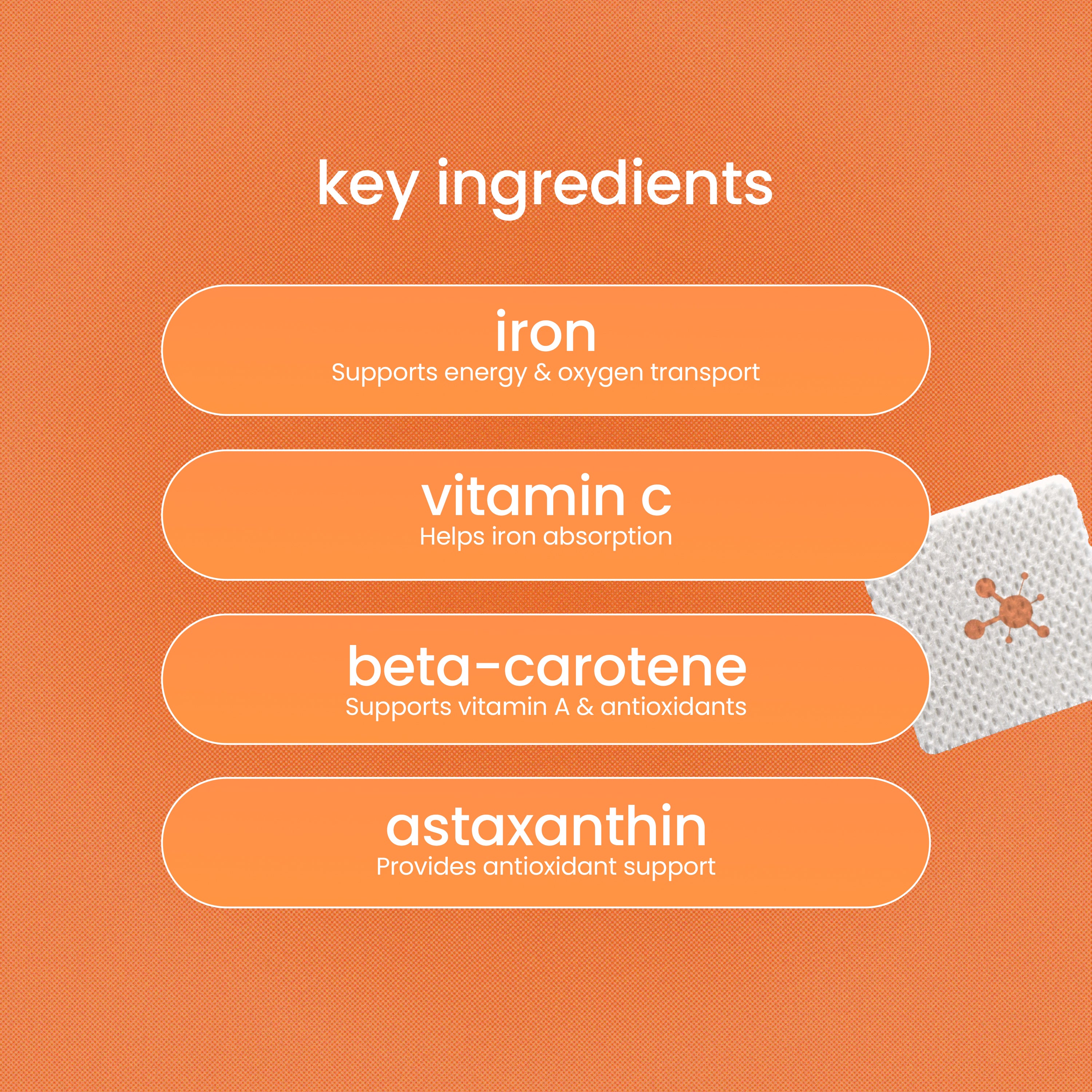 PatchAid Iron Plus Patches with gentle iron and vitamins A and C. Contains 30 hypoallergenic patches.