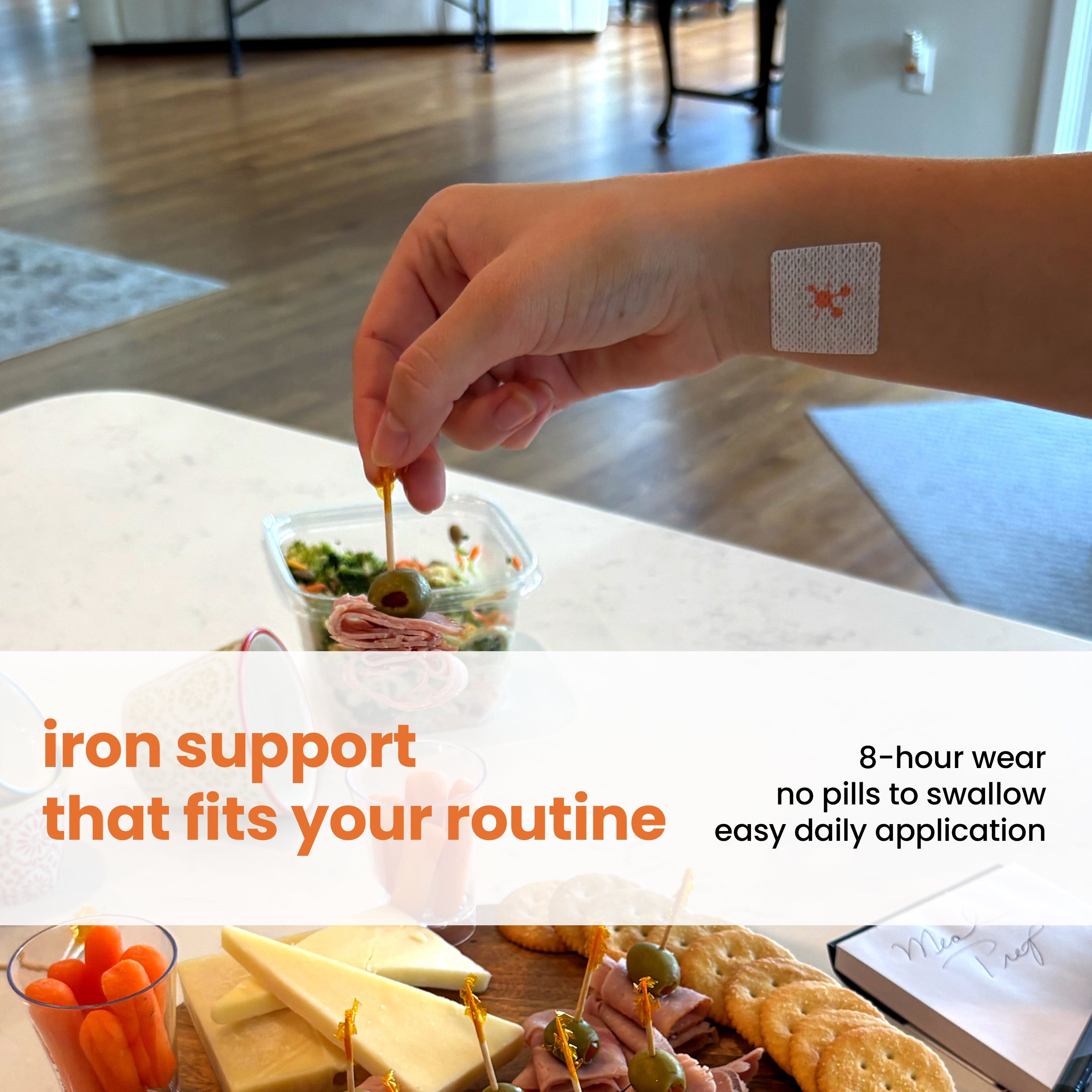 PatchAid Iron Plus Patches with gentle iron and vitamins A and C. Contains 30 hypoallergenic patches.