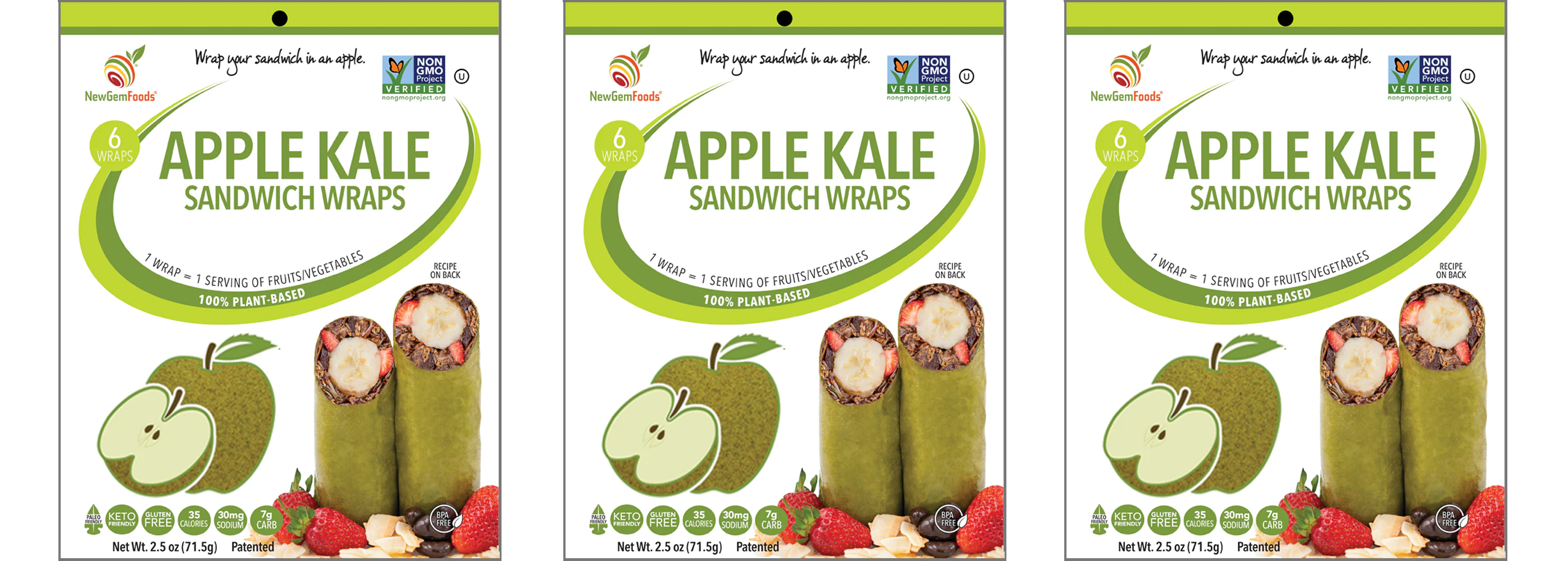 GemWraps Sandwich Wraps by NewGem Foods - Apple Kale