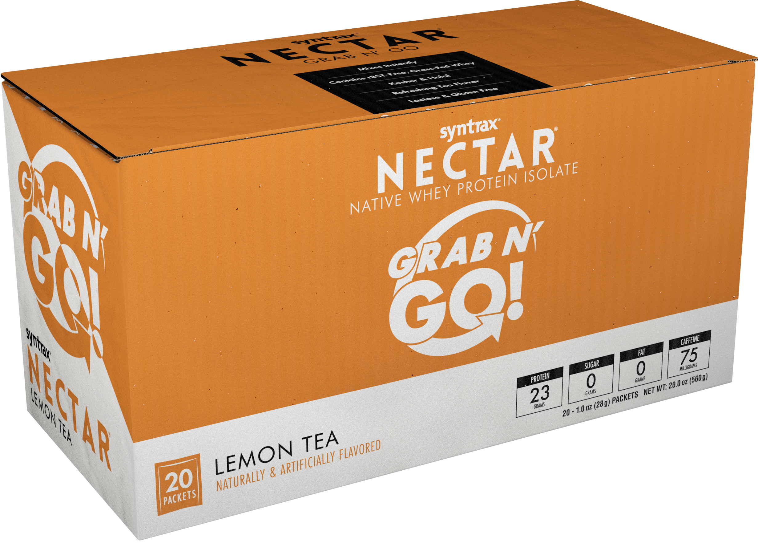 Syntrax Nectar Protein Powder Grab N' Go Box - Lemon Tea - High-quality Single Serve Protein Packets by Syntrax at BariatricPal Store