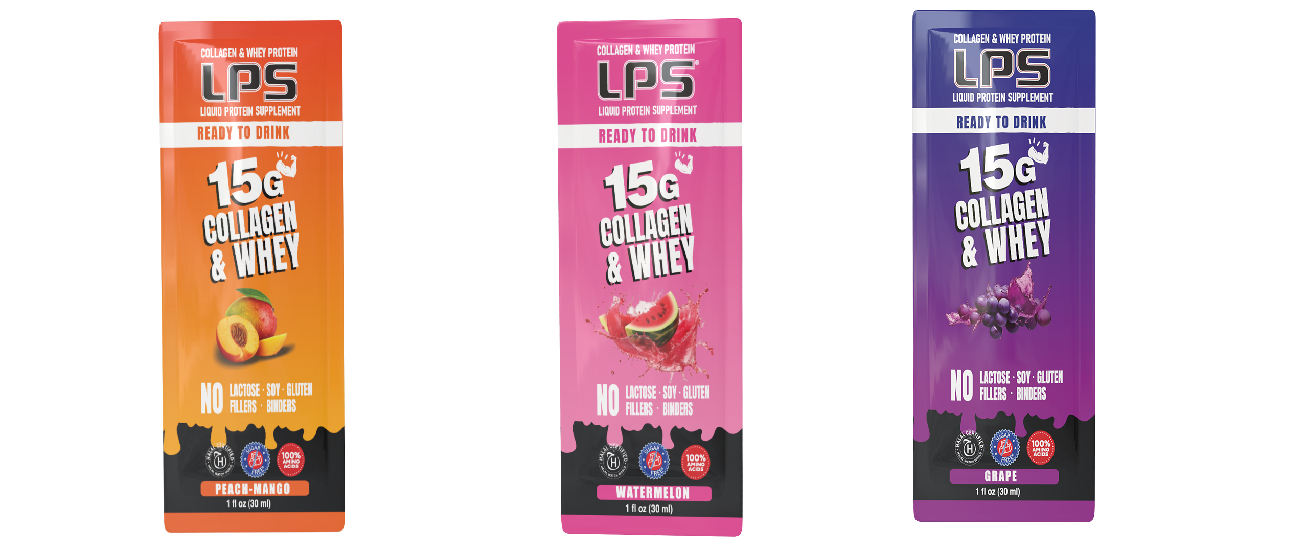 LPS Sugar Free® Collagen & Whey Liquid Protein Supplement by Nutritional Designs 1 oz Packets - Variety Pack
