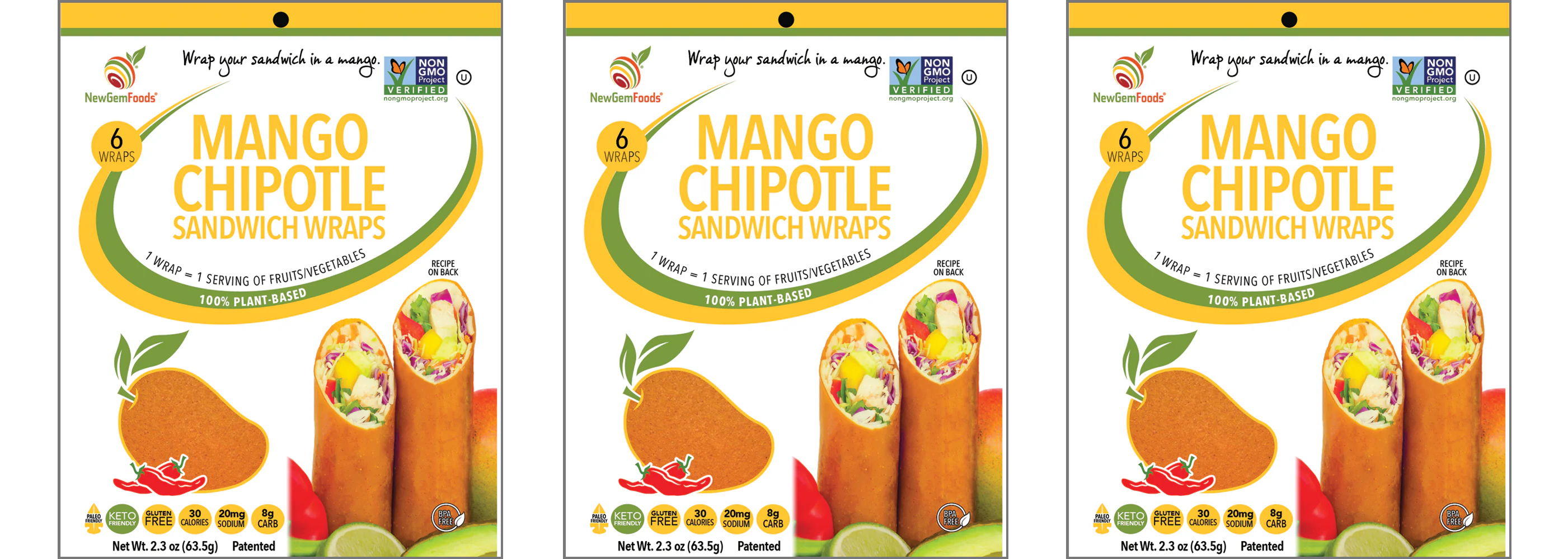GemWraps Sandwich Wraps by NewGem Foods - Mango Chipotle