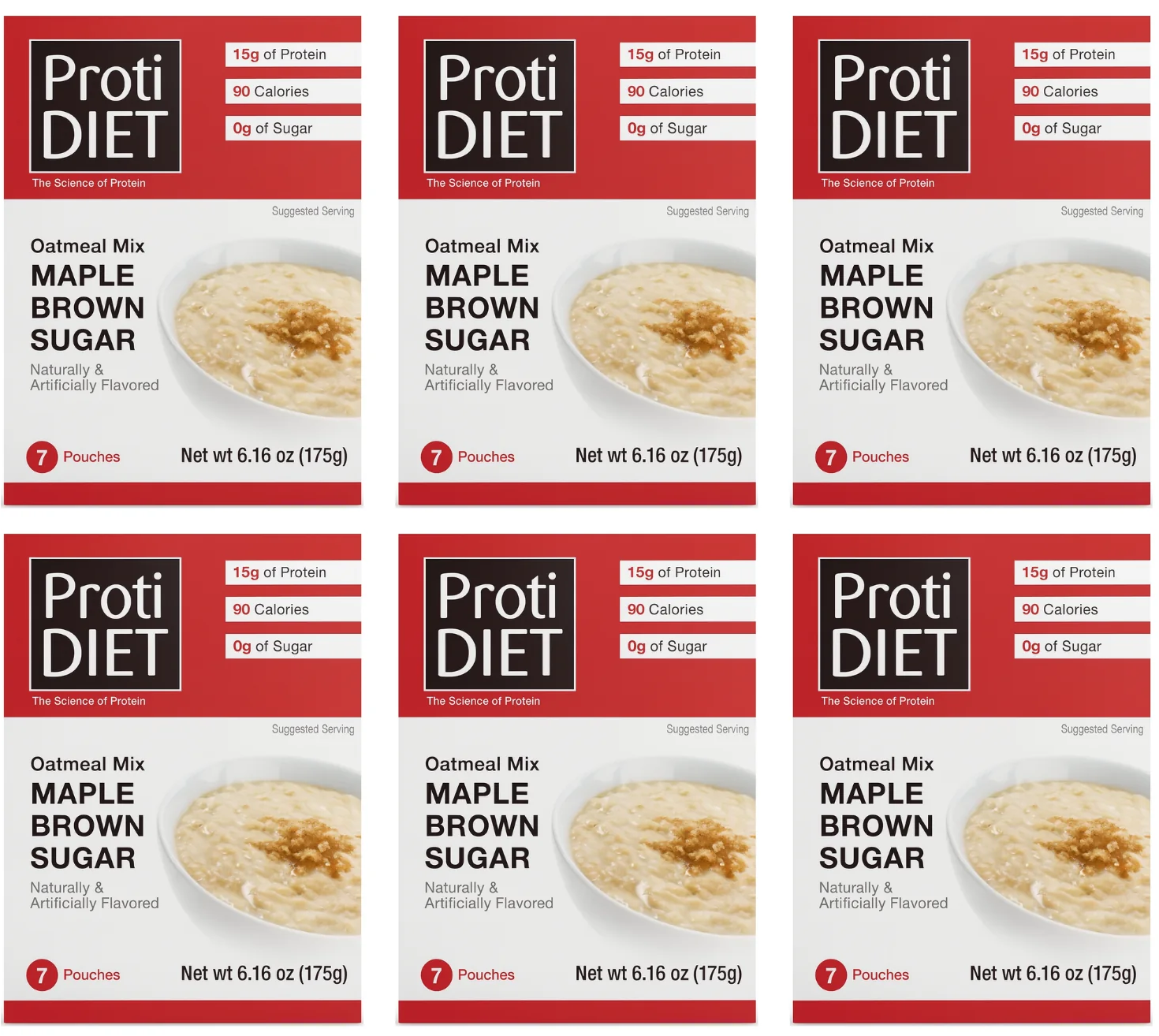 Proti Diet Protein Oatmeal Mix, Maple Brown Sugar, 7 Pouches