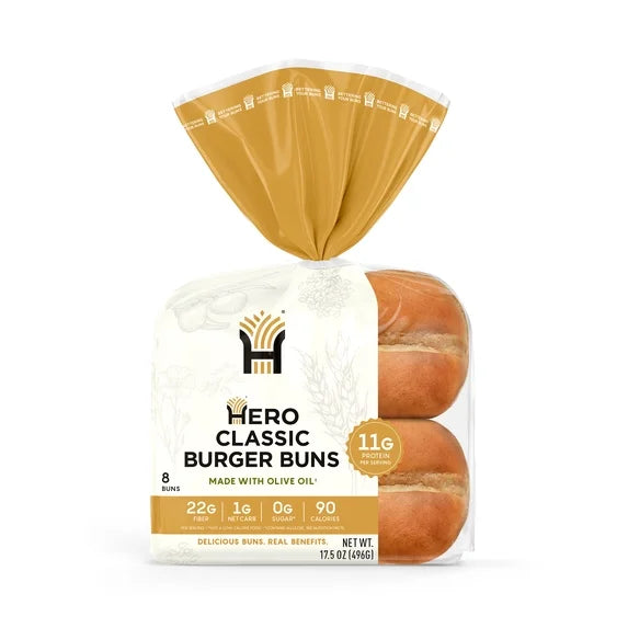 Hero Zero Net Carb Classic Burger Buns, 8 buns