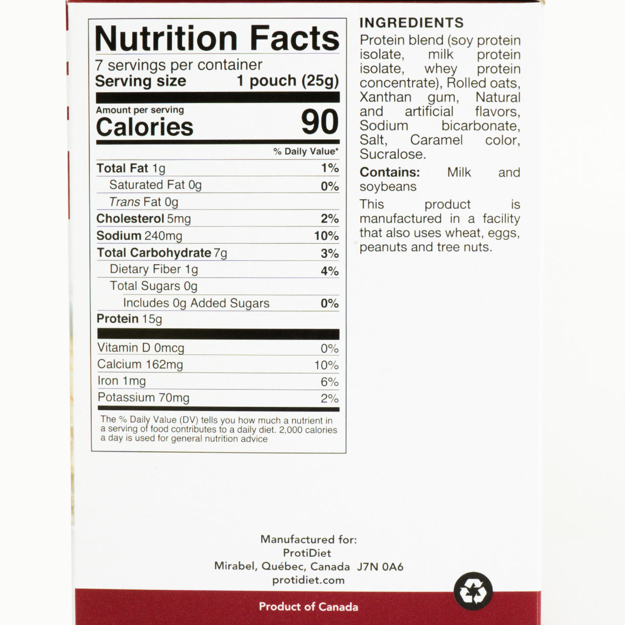 Proti Diet Protein Oatmeal Mix, Maple Brown Sugar, 7 Pouches