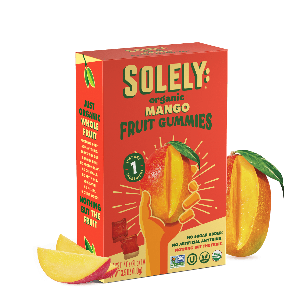 Solely Organic Mango Whole Fruit Gummies, 3.5 oz