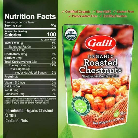 Galil Organic Roasted Chestnuts - High-quality Nut Snacks by Galil Brands at BariatricPal Store