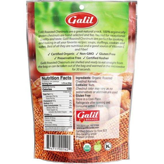 Galil Organic Roasted Chestnuts - High-quality Nut Snacks by Galil Brands at BariatricPal Store