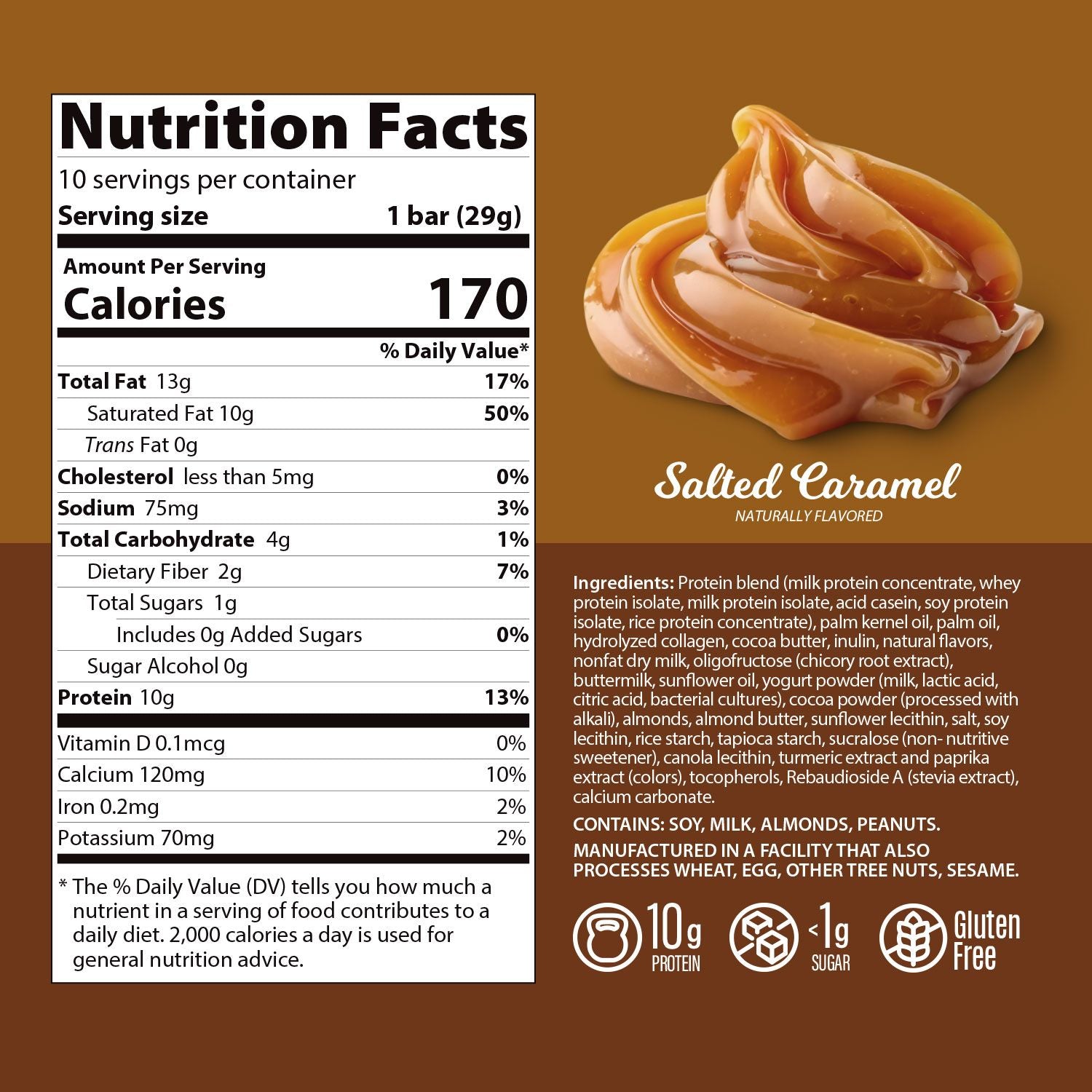 Genius Gourmet Keto Protein & Snack Bars - Salted Caramel
