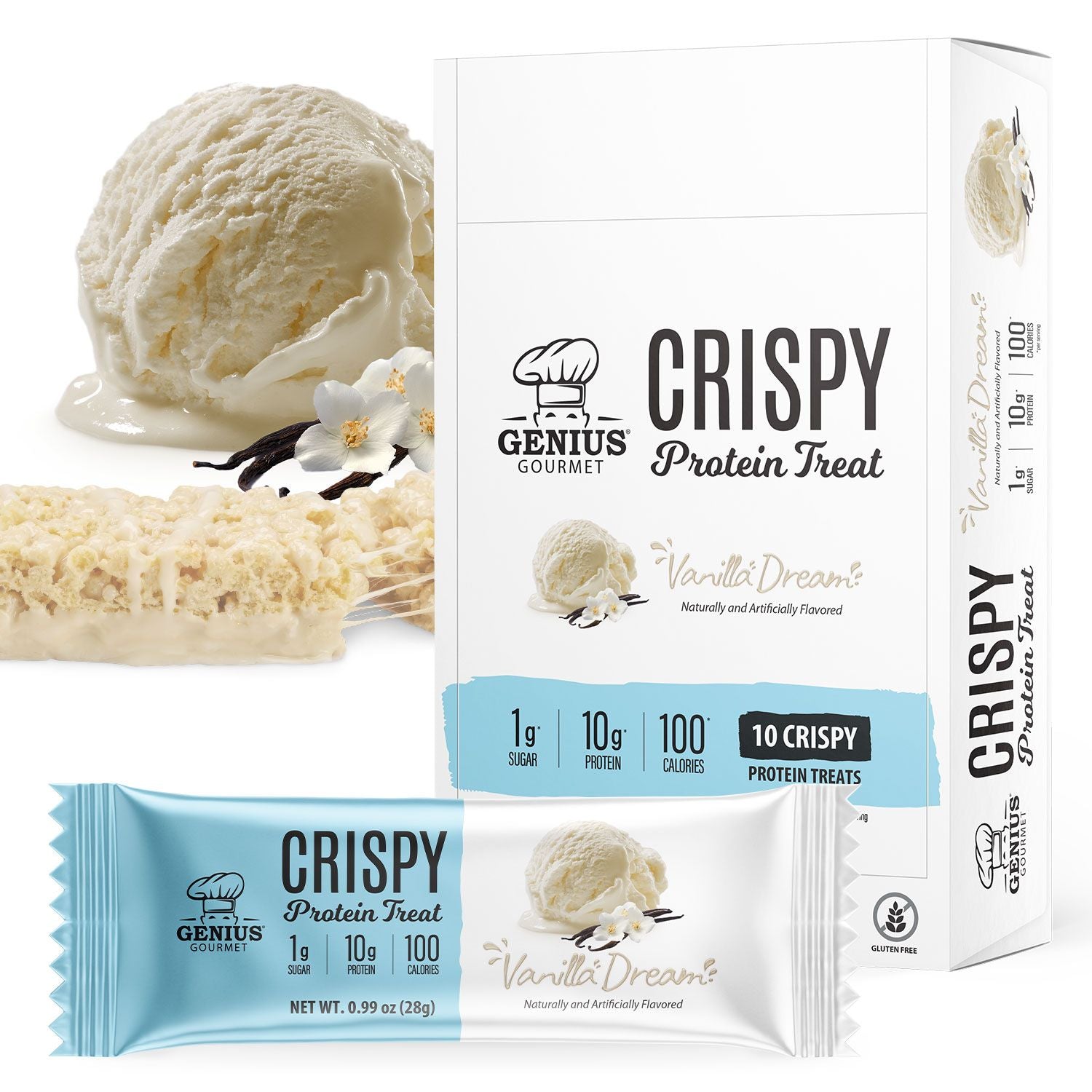 Genius Gourmet Crispy Protein Treat - Vanilla Dream