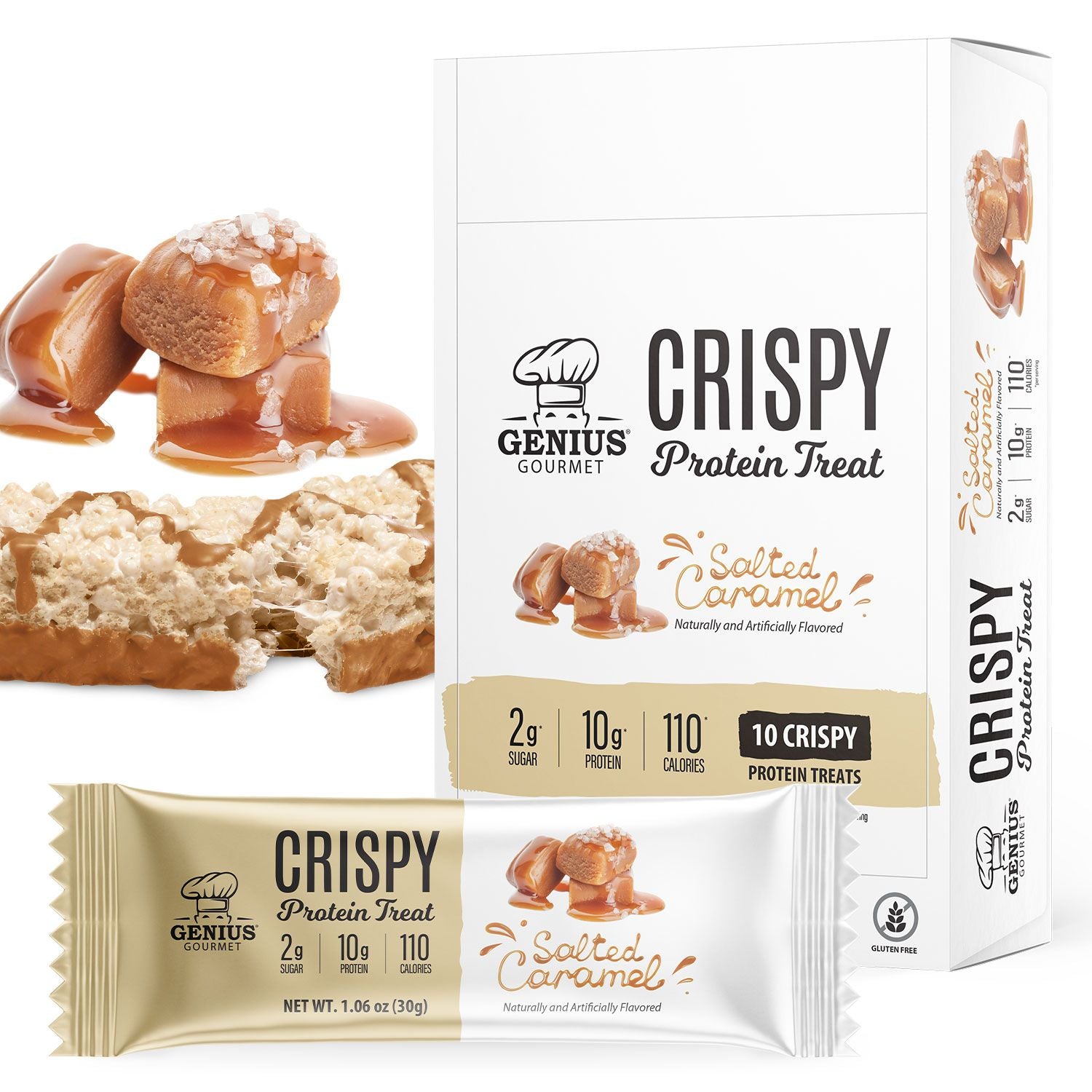 Genius Gourmet Crispy Protein Treat - Salted Caramel