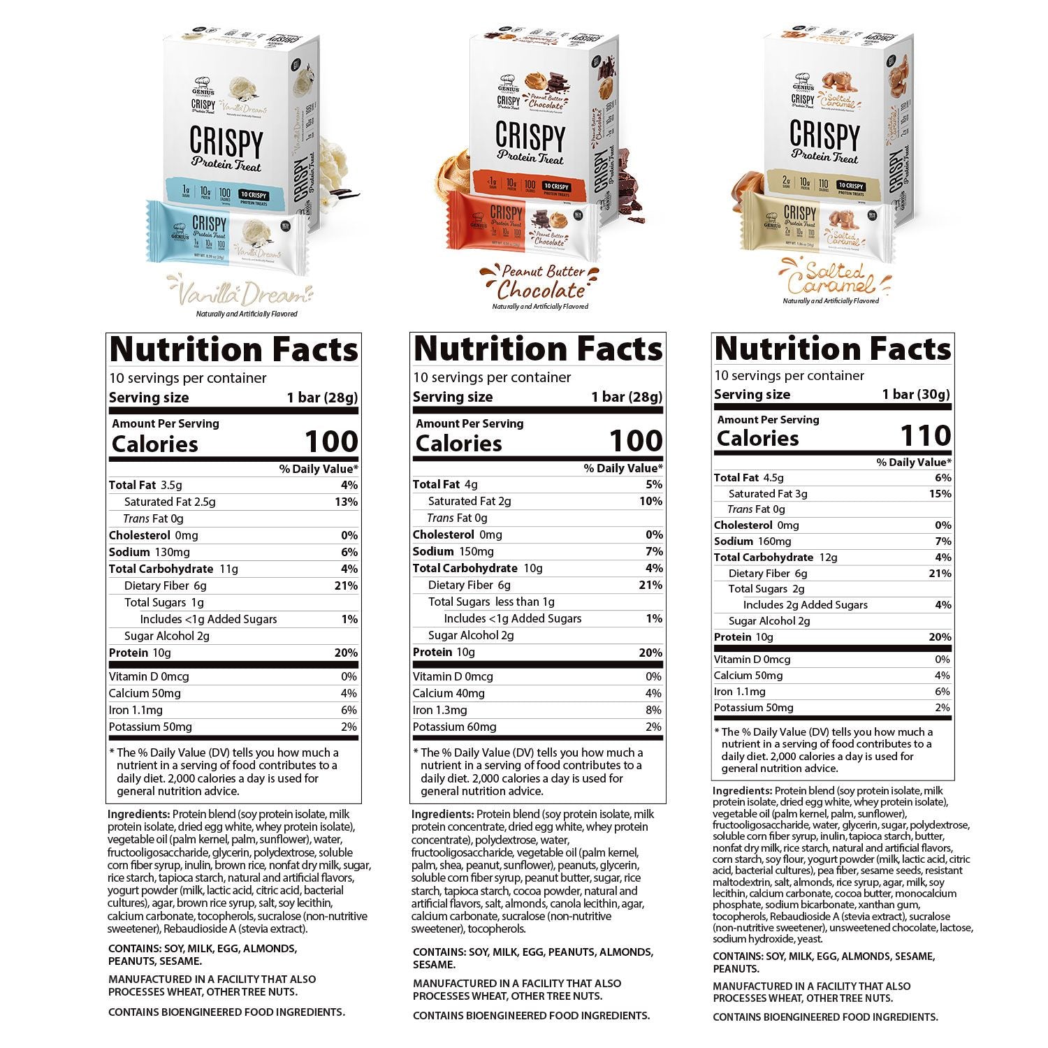 Genius Gourmet Crispy Protein Treat - Variety Pack