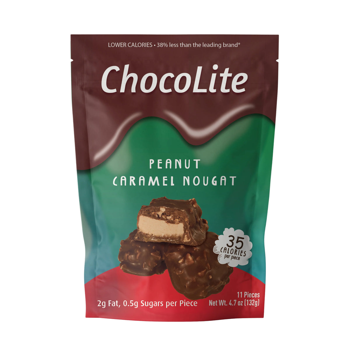 HealthSmart Sweet Nothings/ChocoLite Chocolate Candies - Turrón de caramelo de cacahuete, bolsa de 11 piezas, Un paquete