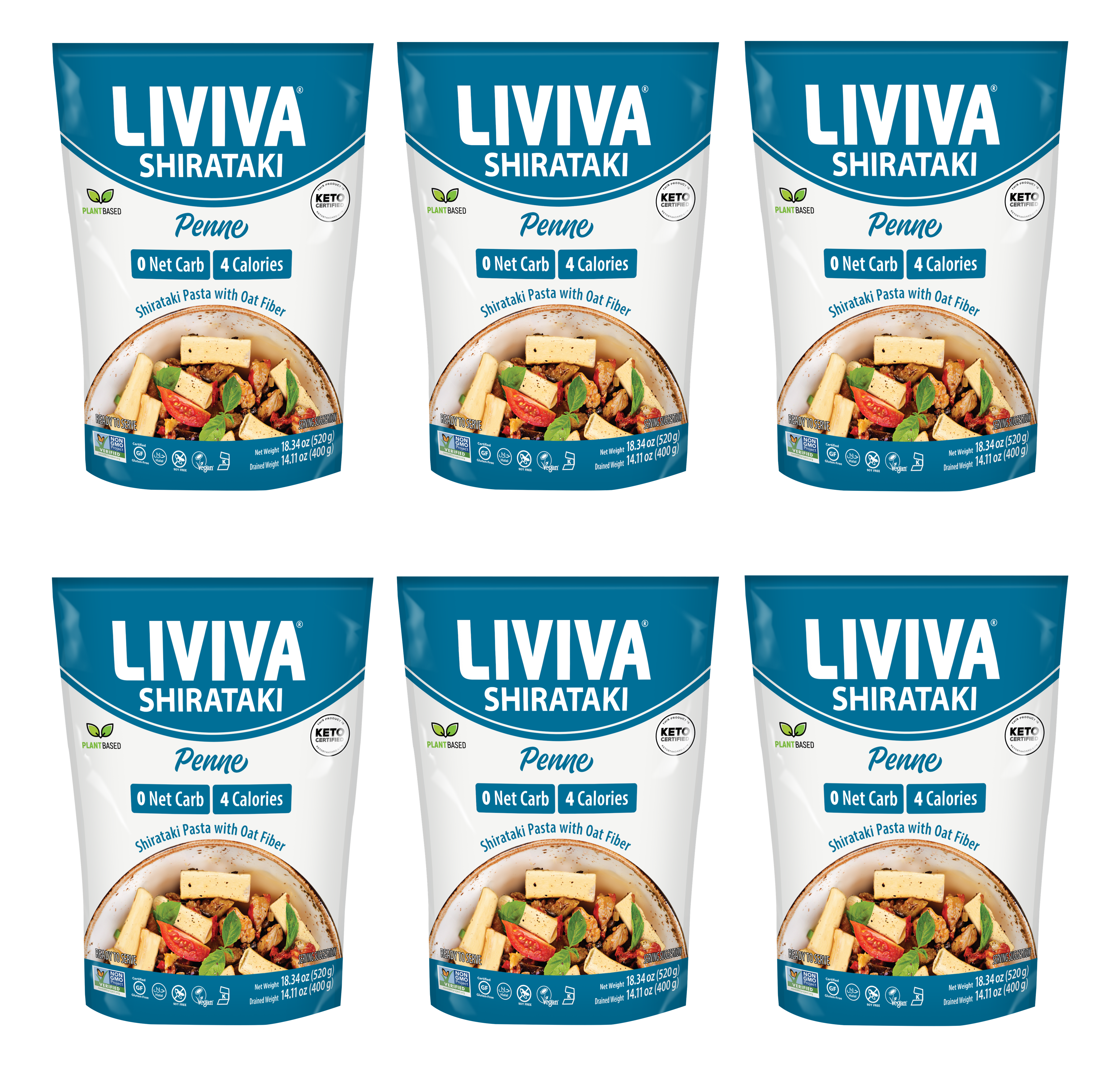 Liviva Organic Shirataki Pasta with Oat Fiber - Penne, 18.34 oz