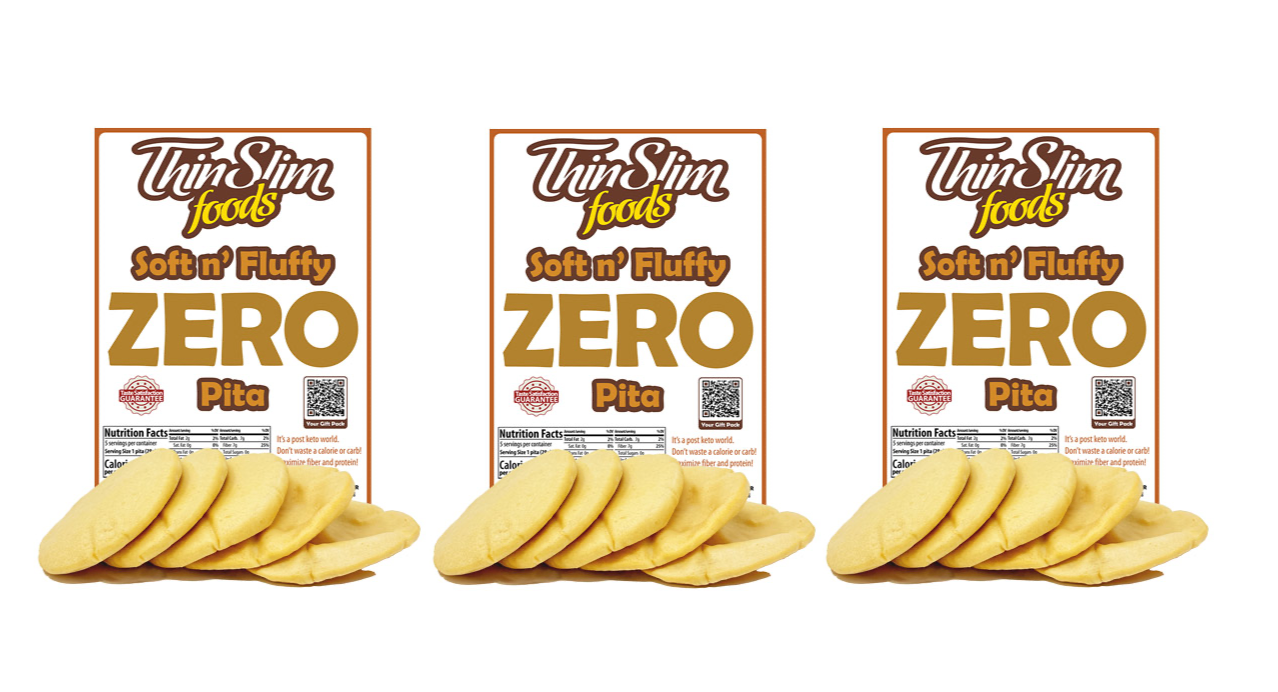 ThinSlim Foods Soft n' Fluffy ZERO Net Carb Pita 5 oz - High-quality Protein Bread by ThinSlim Foods at BariatricPal Store