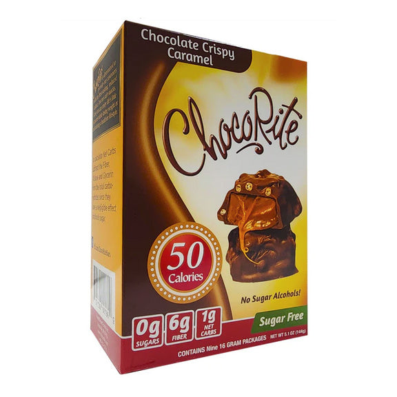 Front of a ChocoRite Chocolate Crispy Caramel box.