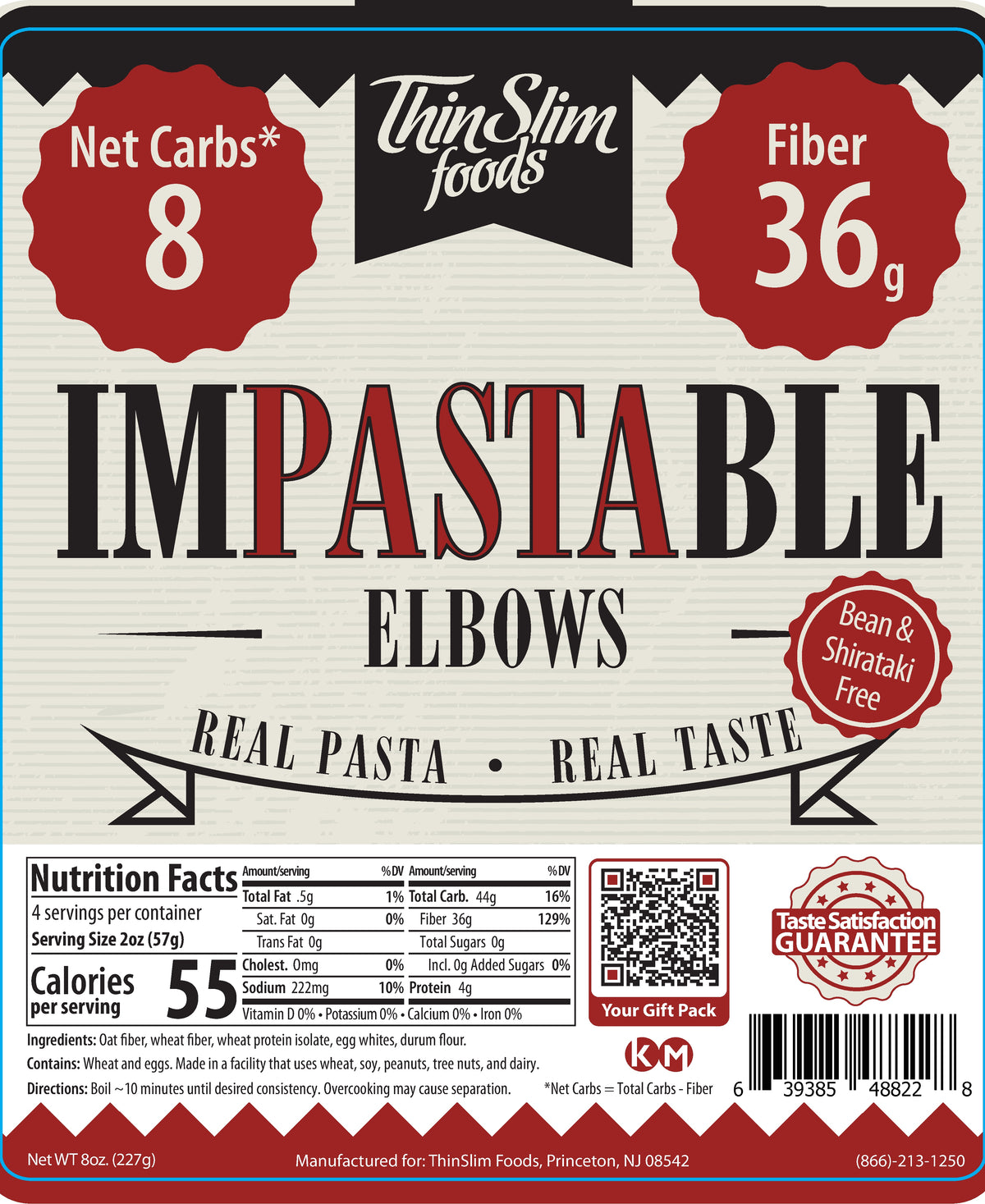 ThinSlim Foods Impastable Low Carb Pasta - Elbows