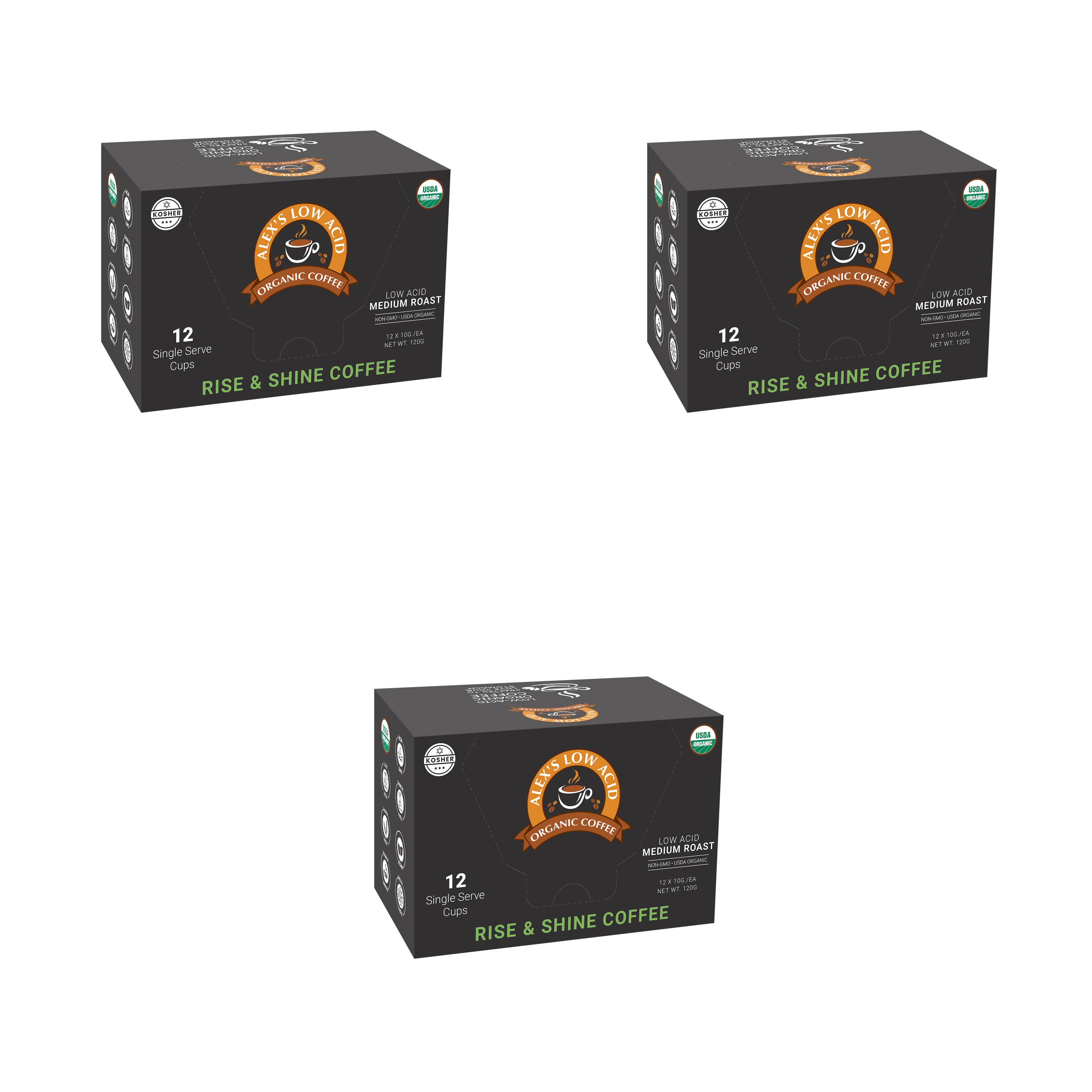 Alex's Low Acid Organic Coffee™ Single Serve Cups - Rise & Shine