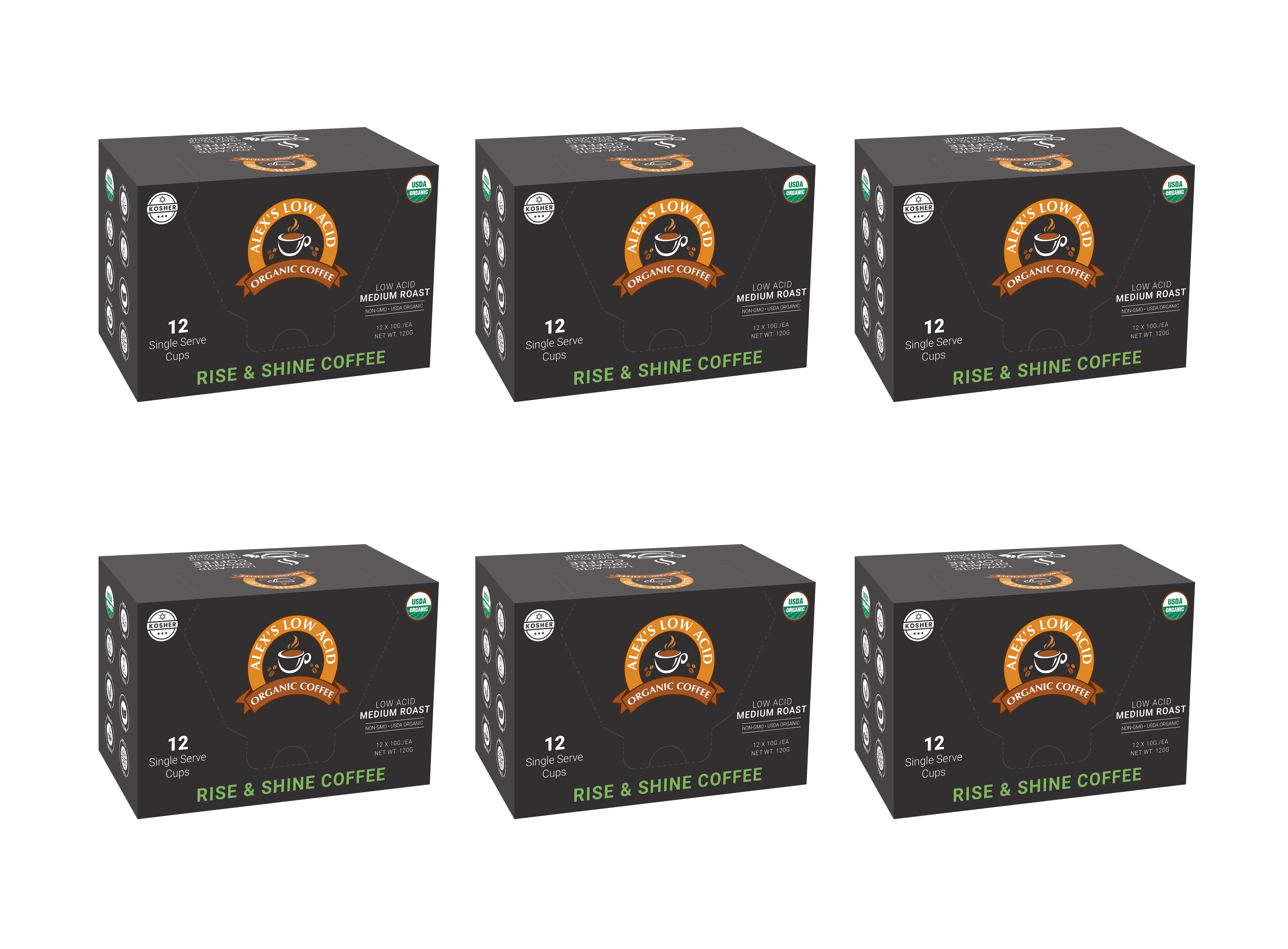 Alex's Low Acid Organic Coffee™ Single Serve Cups - Rise & Shine