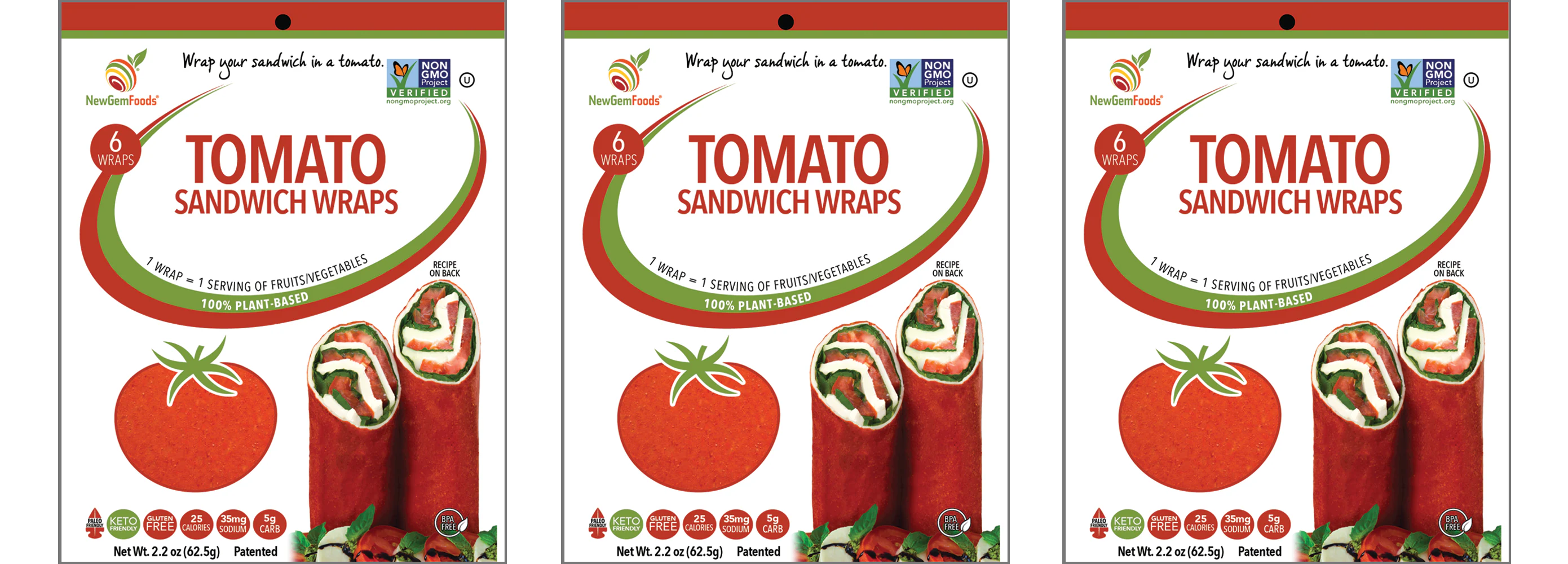 GemWraps Sandwich Wraps by NewGem Foods - Tomato