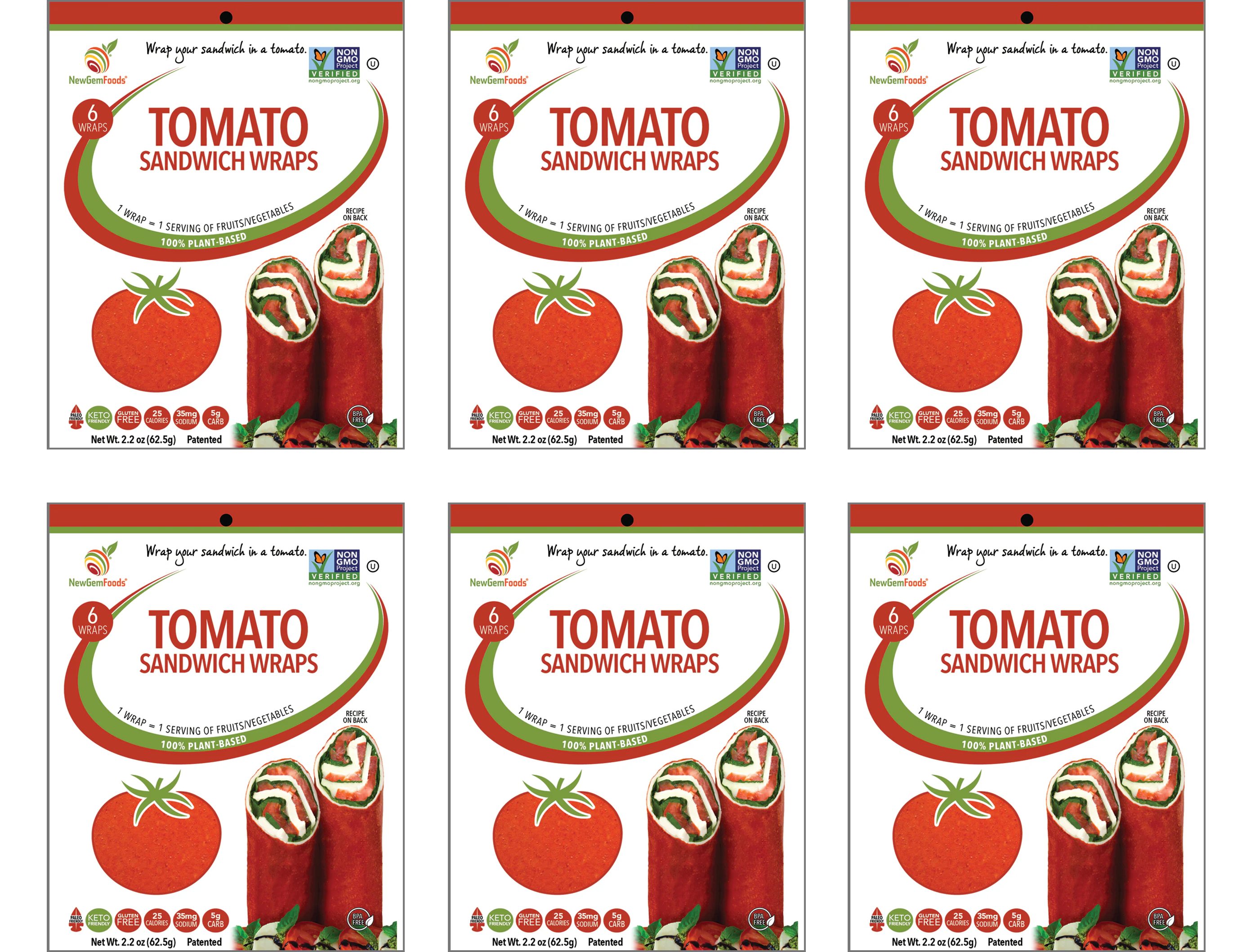 GemWraps Sandwich Wraps by NewGem Foods - Tomato