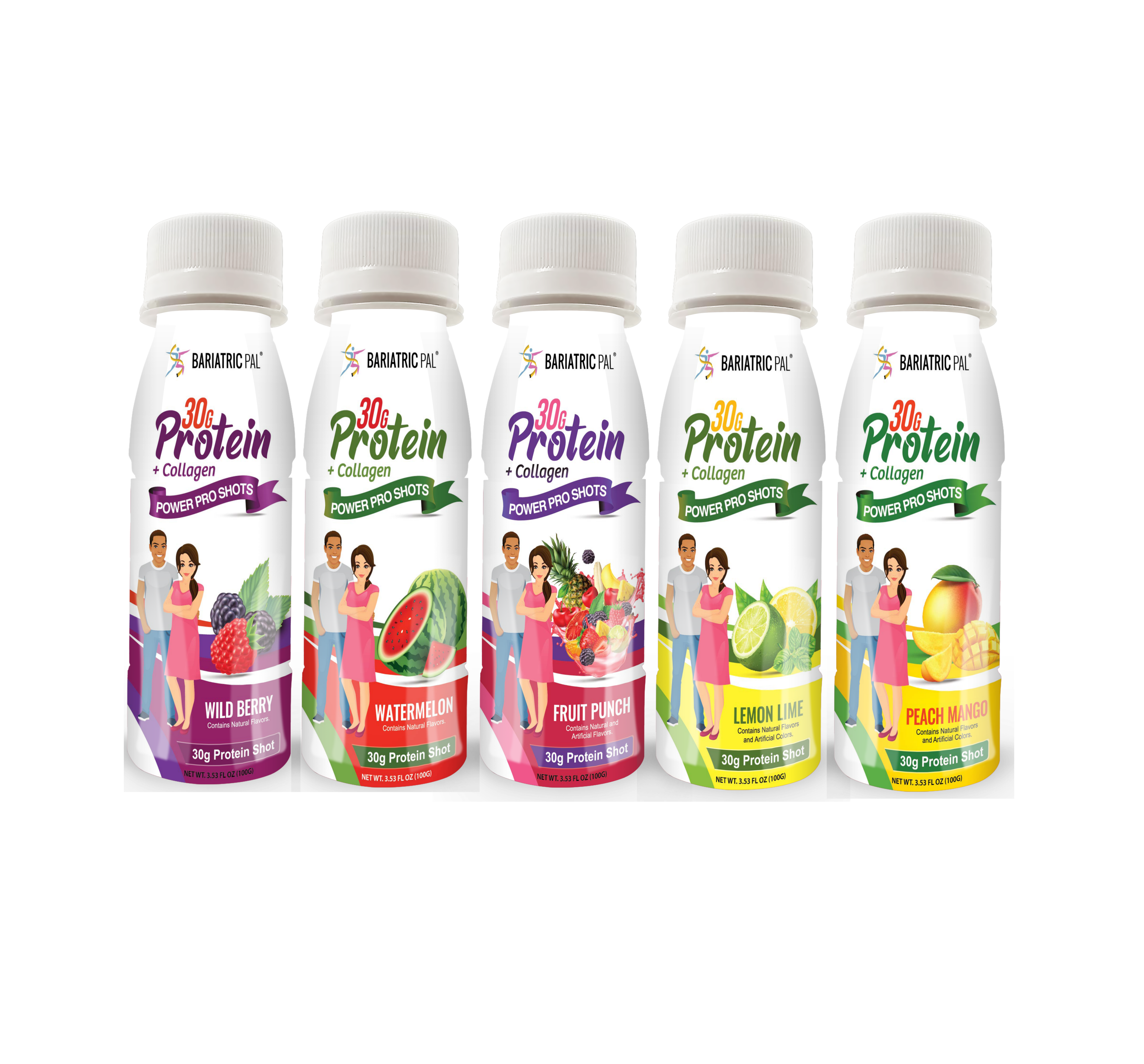 BariatricPal 30g Whey & Collagen Complete Protein Power Pro Shots - 5-Flavor Variety Pack (Brand New!) - High-quality Protein Shots by BariatricPal at BariatricPal Store