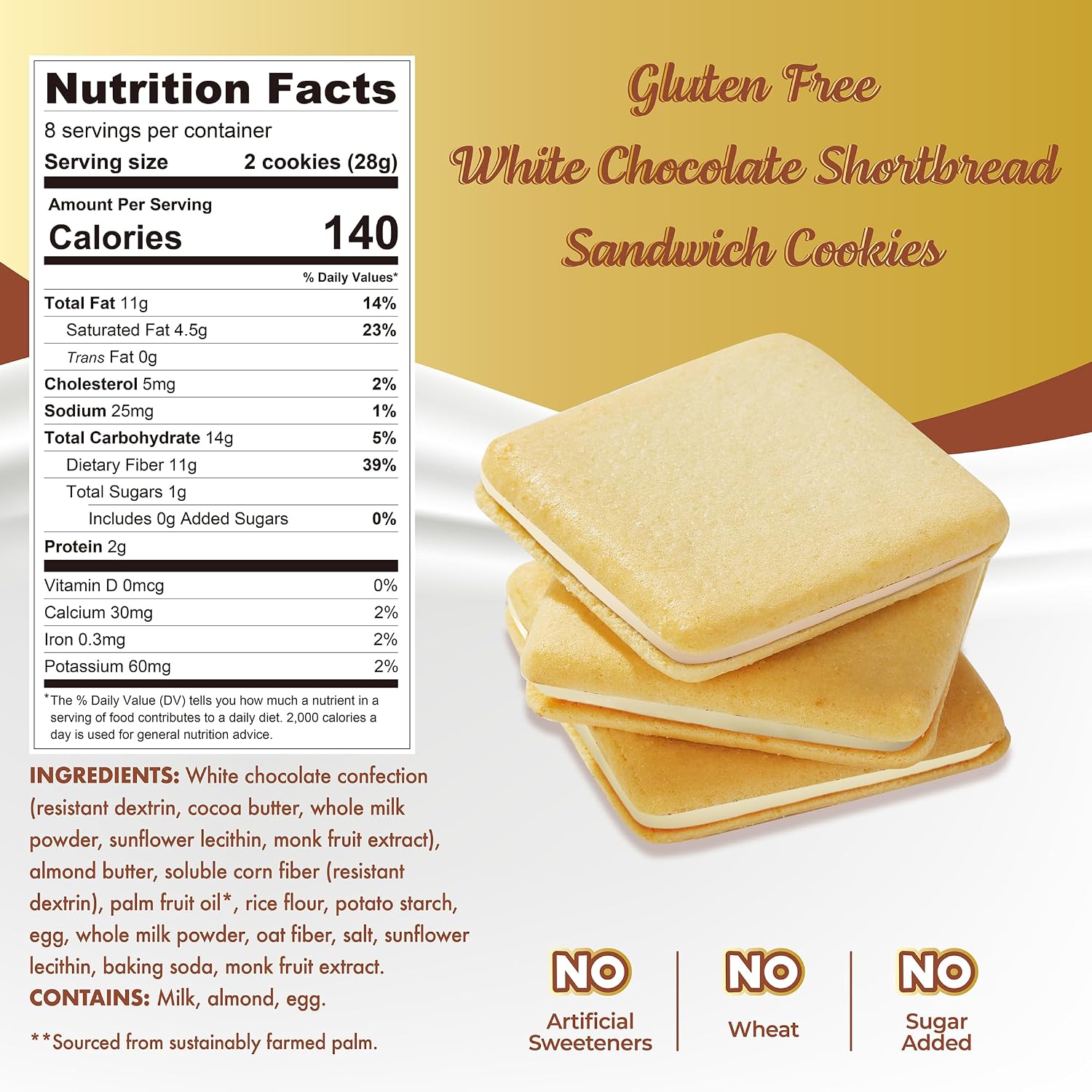 ChocZero Jolies White Chocolate Cookies, 8 oz