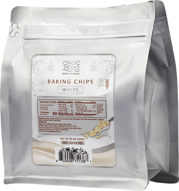 ChocZero No Sugar Added White Chocolate Baking Chips 20 oz - High-quality Baking Products by ChocZero at BariatricPal Store