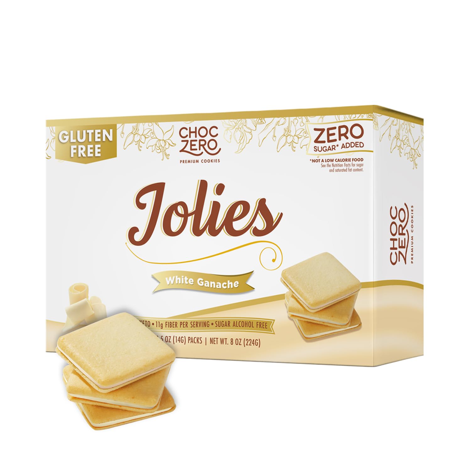 ChocZero Jolies White Chocolate Cookies, 8 oz