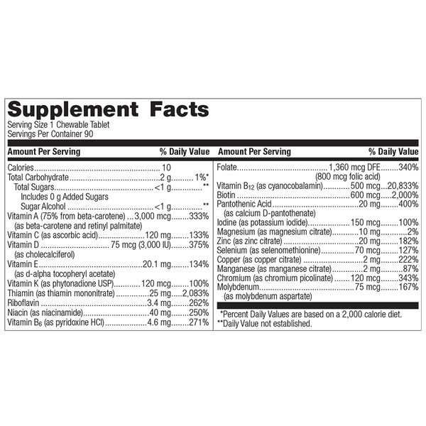Bariatric Advantage Ultra Solo "One Per Day" Multivitamin Chewable without Iron - High-quality Multivitamins by Bariatric Advantage at BariatricPal Store