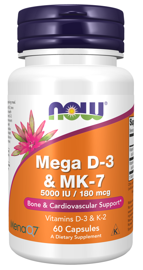 NOW Mega D-3 & MK-7 60 capsules - High-quality Vitamins by NOW at BariatricPal Store