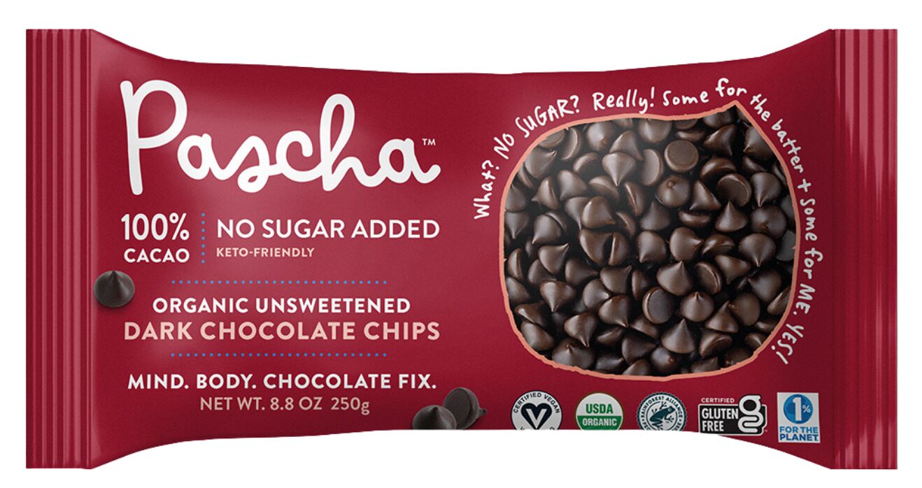 Pascha 100% Cacao Unsweetened Dark Chocolate Baking Chips 8.8 oz. - High-quality Baking Products by Pascha at BariatricPal Store