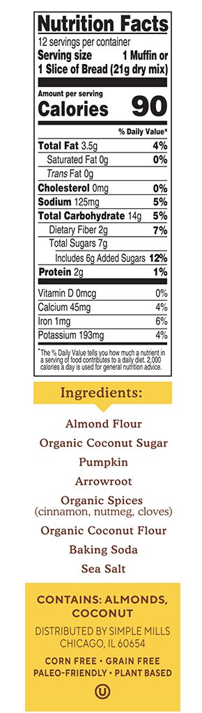 Simple Mills Pumpkin Muffin & Bread Almond Flour Mix 9 oz - High-quality Baking Products by Simple Mills at BariatricPal Store