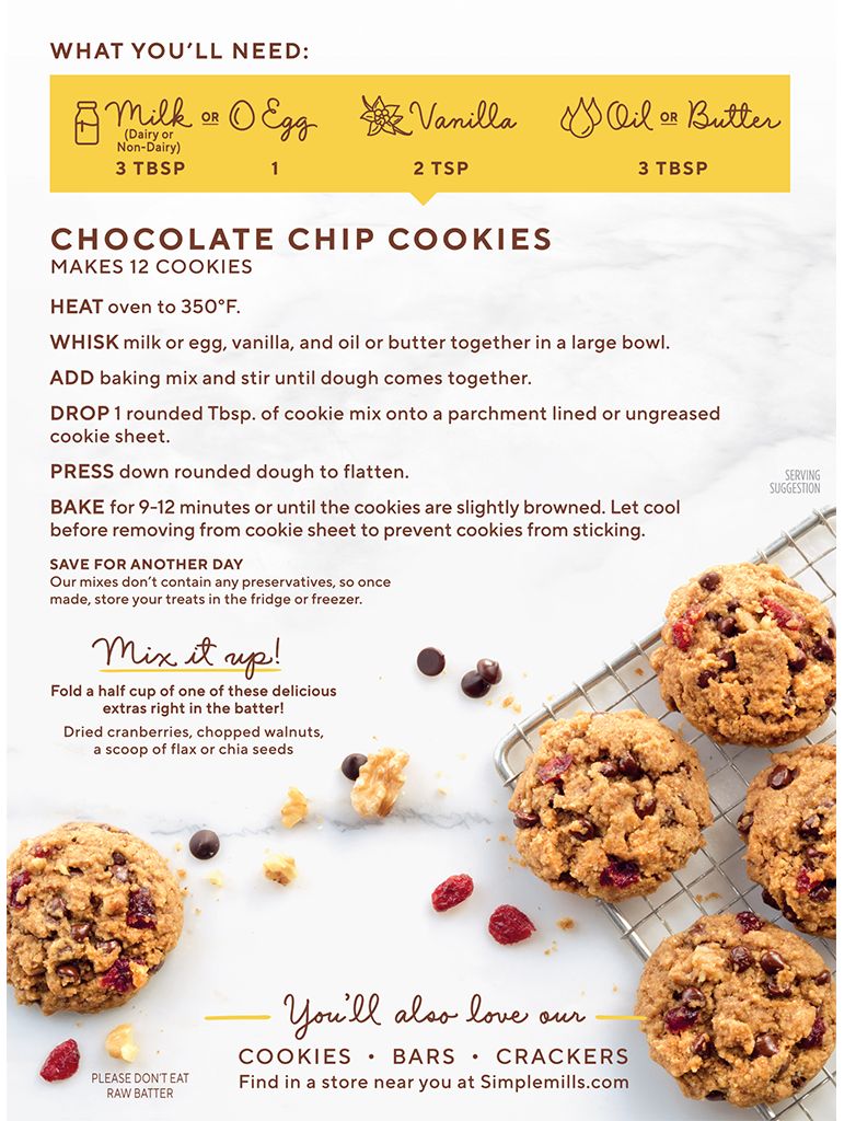 Simple Mills Chocolate Chip Cookie Almond Flour Mix 9.4 oz - High-quality Baking Products by Simple Mills at BariatricPal Store