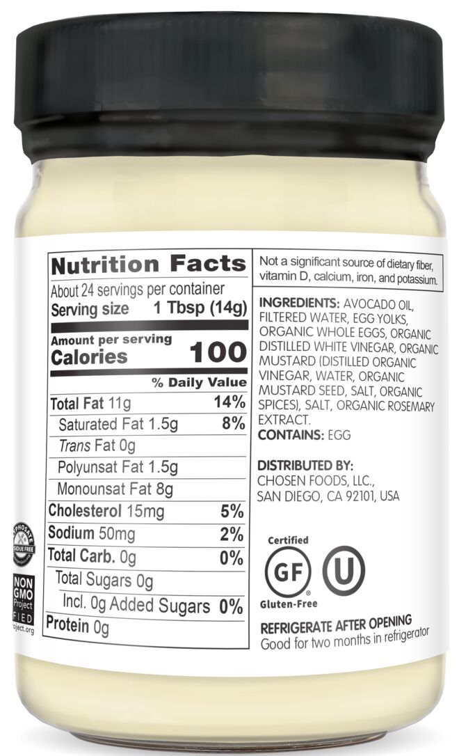 Chosen Foods Avocado Oil Mayo 12 fl oz - High-quality Oils/EFAs by Chosen Foods at BariatricPal Store
