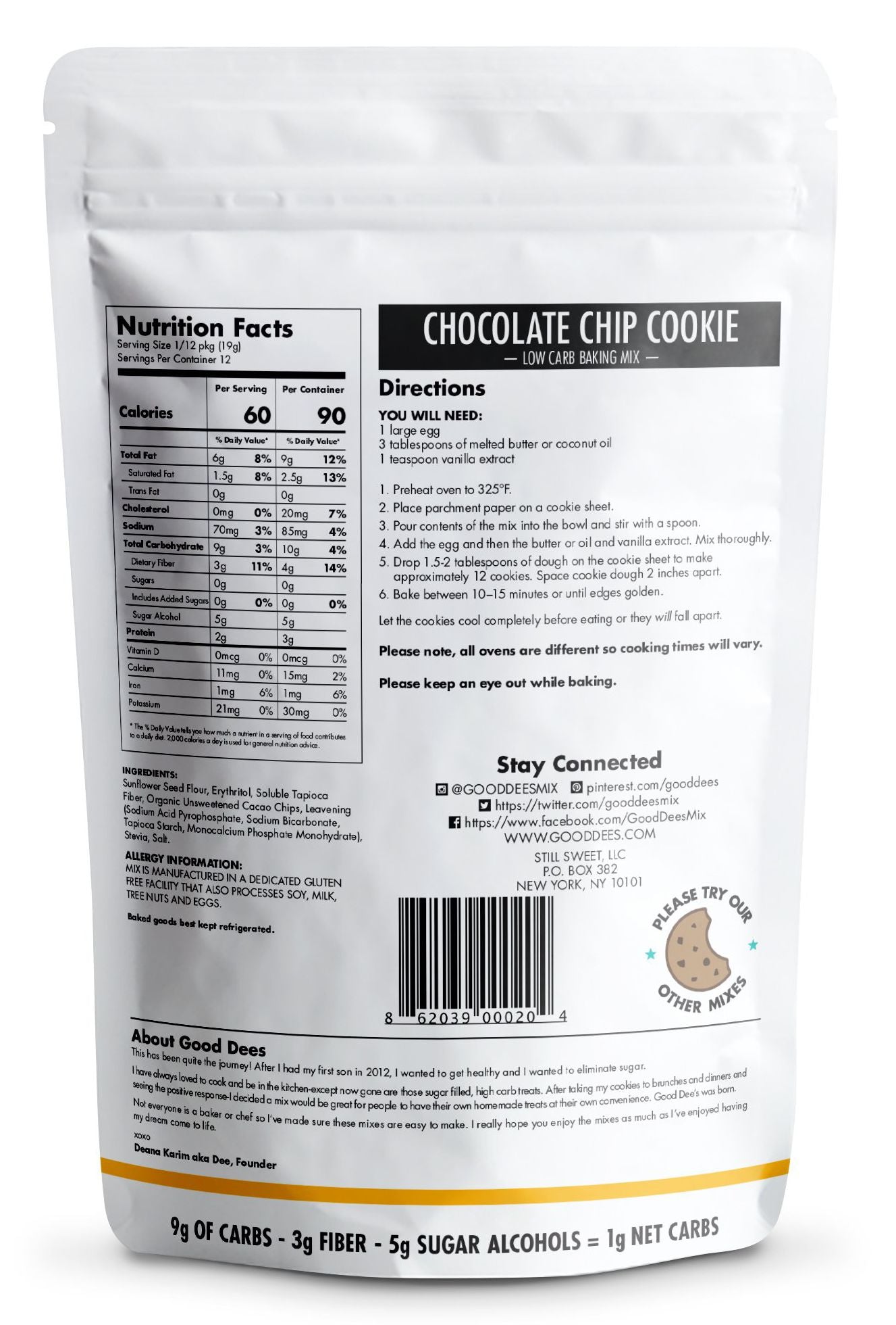 Good Dee's Low Carb Chocolate Chip Cookie Baking Mix 8 oz - High-quality Baking Products by Good Dee's at BariatricPal Store