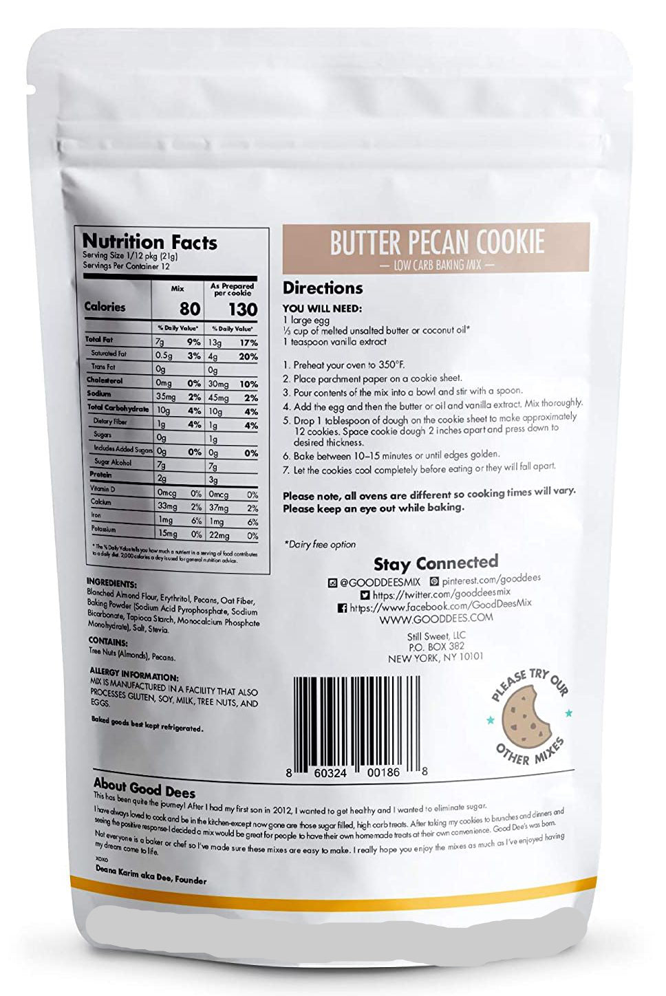 Good Dee's Low Carb Butter Pecan Cookie Baking Mix 8.75 oz - High-quality Baking Products by Good Dee's at BariatricPal Store