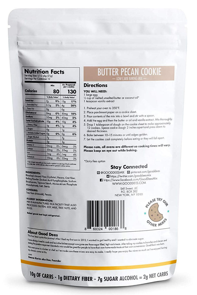 Good Dee's Low Carb Butter Pecan Cookie Baking Mix 8.75 oz - High-quality Baking Products by Good Dee's at 