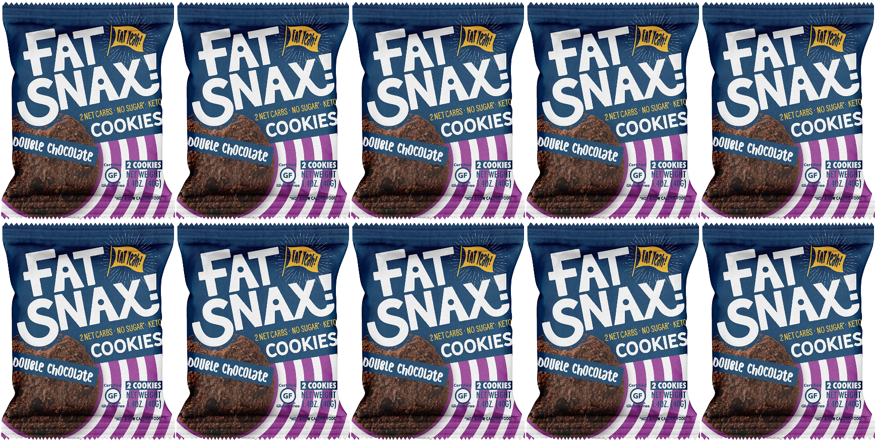 Fat Snax Cookies - Double Chocolate Chip - High-quality Protein Cookies by Fat Snax at 