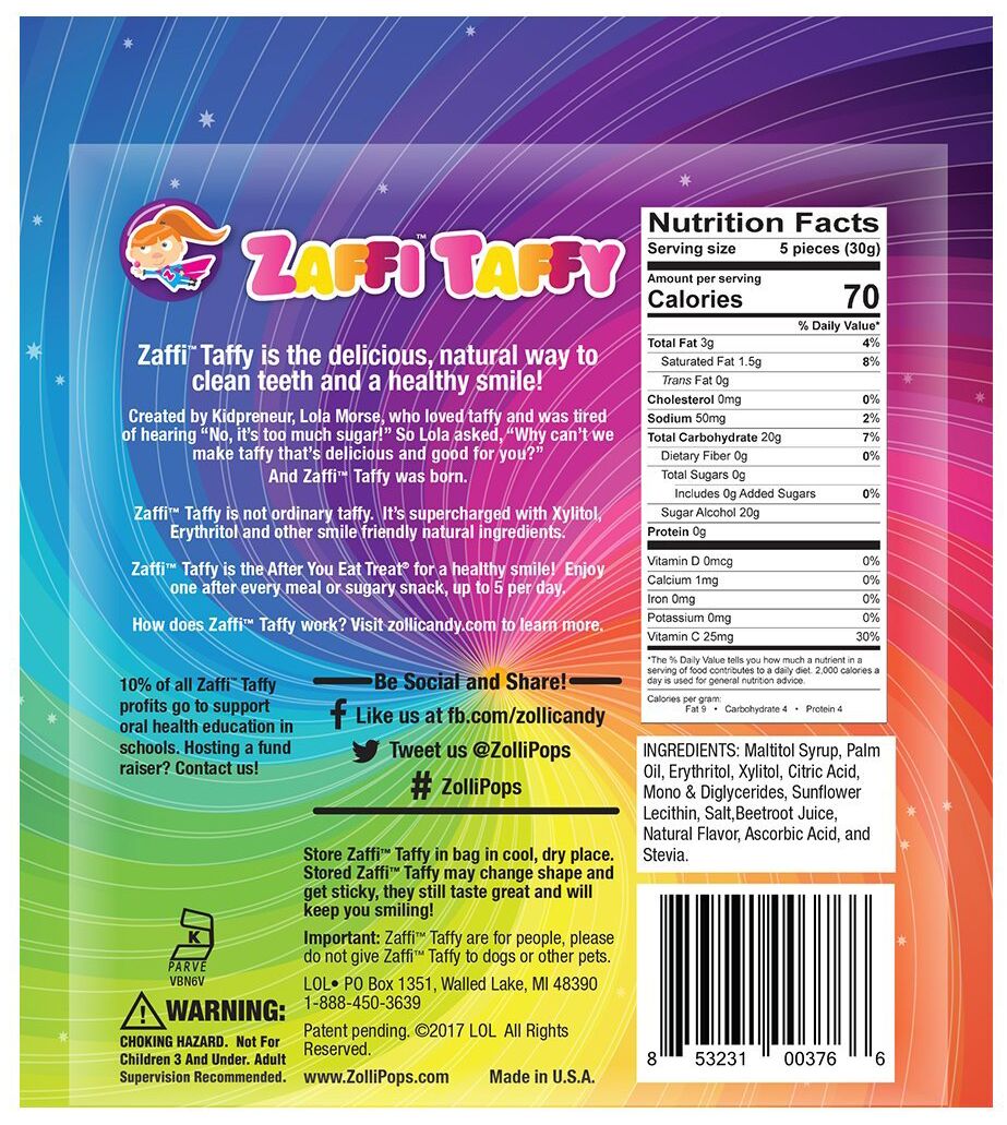 Zolli Zaffi Taffy 3 oz - High-quality Gluten Free by Zolli Pops at BariatricPal Store